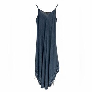 Standard & Practices Tencel Maxi Dress Blue XS A-Line Raw Hem